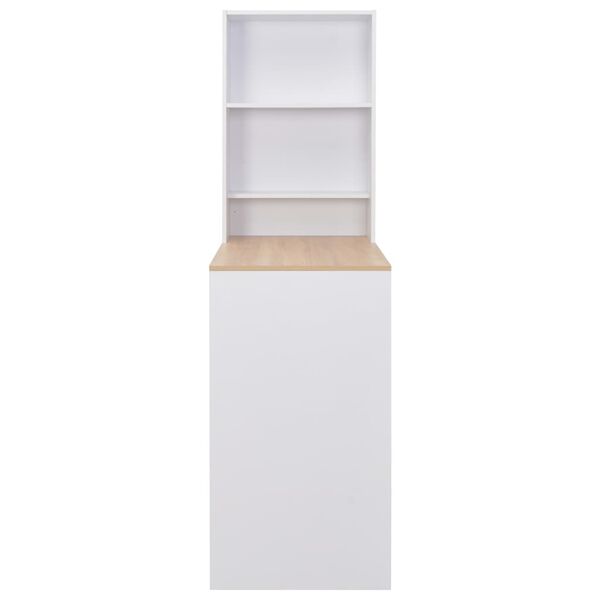 vidaXL Bar Table with Cabinet White 115x59x200 cm