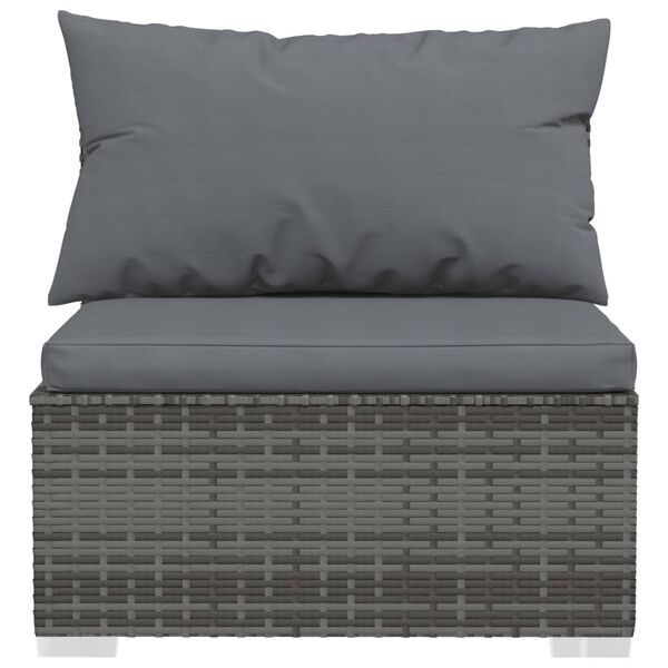 vidaXL 4 Piece Garden Lounge Set with Cushions Grey Poly Rattan