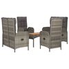 vidaXL 5 Piece Garden Dining Set with Cushions Grey Poly Rattan