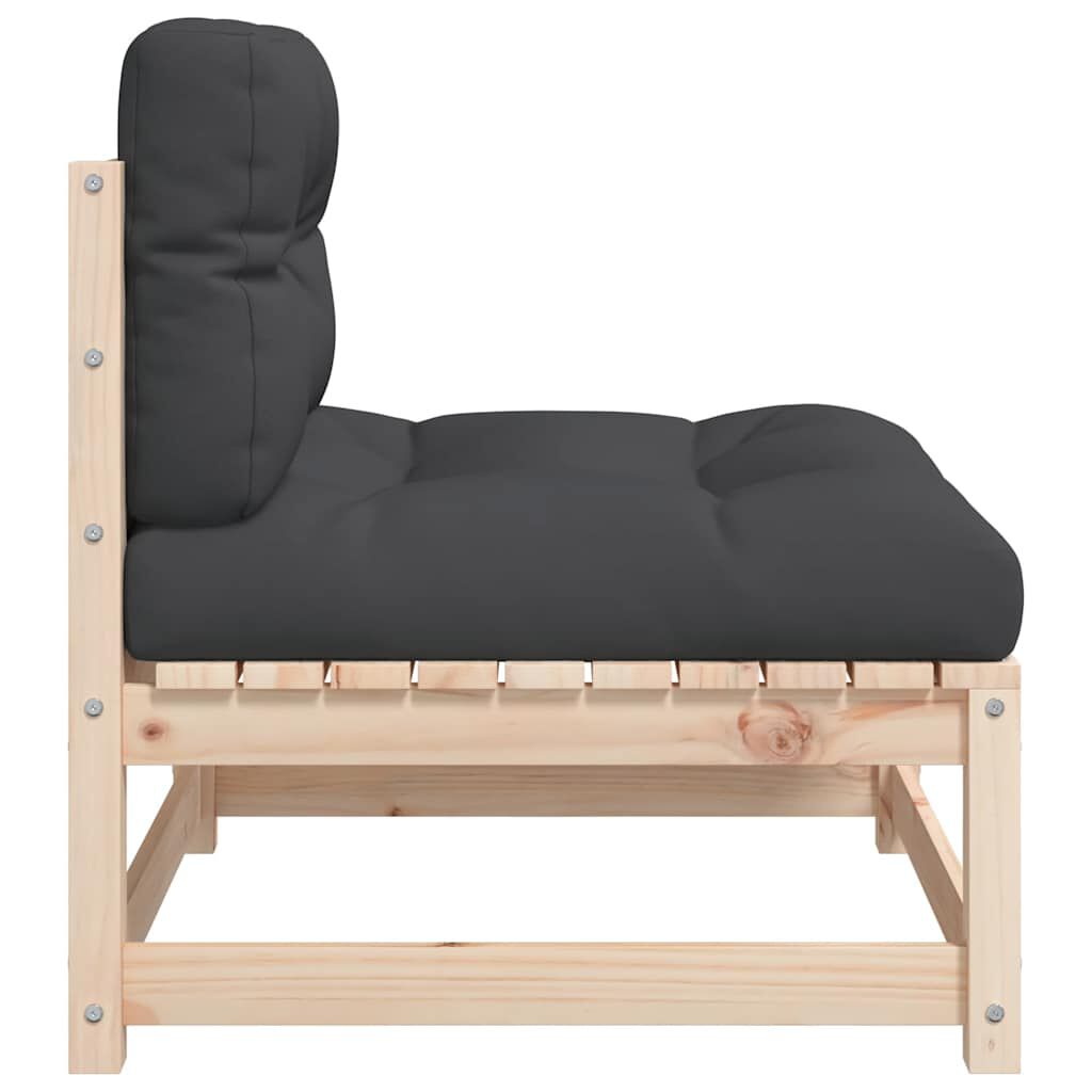 vidaXL Garden Sofas Armless with Cushions 2 pcs Solid Wood Pine