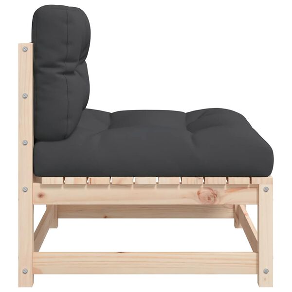 vidaXL Garden Sofas Armless with Cushions 2 pcs Solid Wood Pine