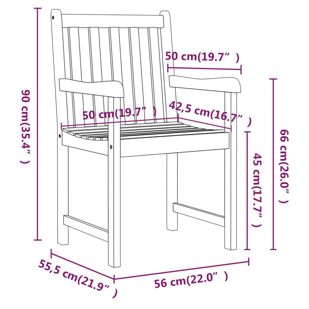 vidaXL Garden Chairs 2 pcs Solid Acacia Wood