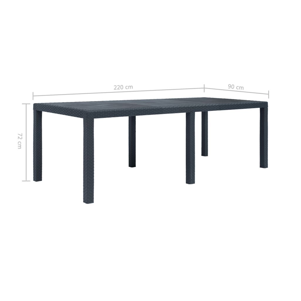 vidaXL 9 Piece Outdoor Dining Set Plastic Anthracite Rattan Look