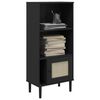 vidaXL Bookcase SENJA Rattan Look Black 60x35x130 cm Solid Wood Pine