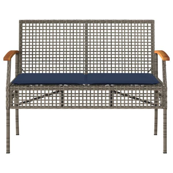 vidaXL 4 Piece Garden Lounge Set with Cushions Grey Poly Rattan