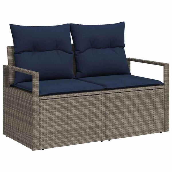 vidaXL Garden Sofa Set 8 pcs Grey and navy blue 100 x 55 x 73 cm