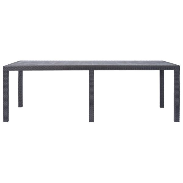 vidaXL Garden Table Brown 220x90x72 cm Plastic Rattan Look
