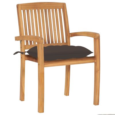 vidaXL Garden Chairs 2 pcs with Taupe Cushions Solid Teak Wood