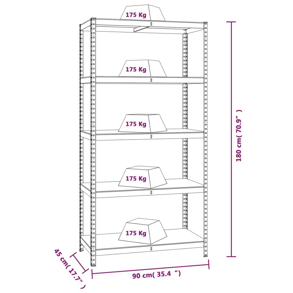 vidaXL 5-Layer Heavy-duty Shelf Grey Steel&Engineered Wood