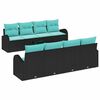 vidaXL Sofa Set with Cushion 9 pcs Black and Turquoise Poly Rattan