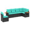 vidaXL 6 Piece Garden Sofa Set with Cushions Black Poly Rattan