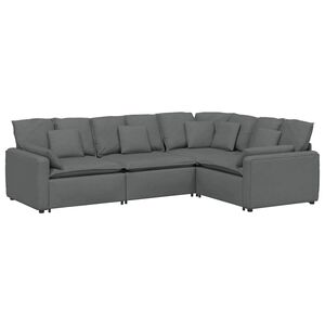 vidaXL Modular Sofa with Cushions Fabric Dark Grey