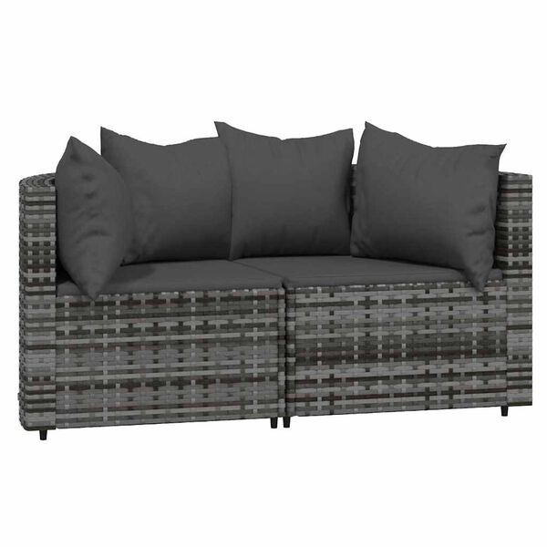 vidaXL 3 Piece Garden Lounge Set with Cushions Grey Poly Rattan