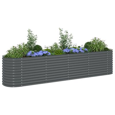 vidaXL Garden Raised Bed 400x80x81 cm Galvanised Steel Grey