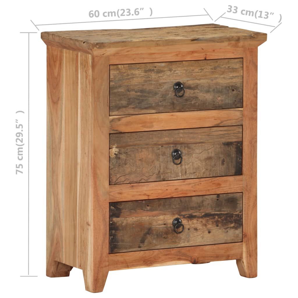 vidaXL Sideboard 60x33x75 cm Solid Acacia Wood and Reclaimed Wood