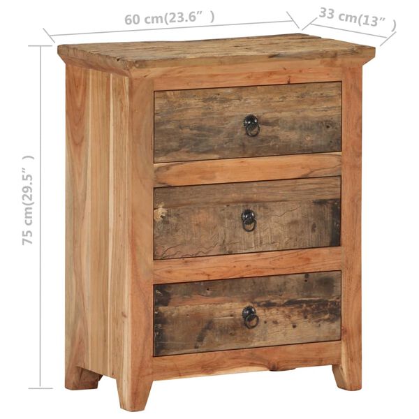 vidaXL Sideboard 60x33x75 cm Solid Acacia Wood and Reclaimed Wood