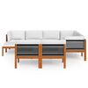 vidaXL 10 Piece Garden Lounge Set with Cushions Cream Wood Acacia&Rope