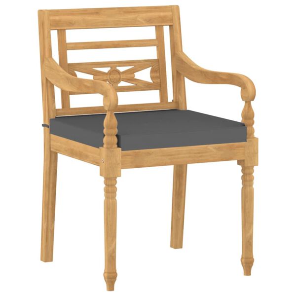 vidaXL Batavia Chairs 8 pcs with Cushions Solid Teak Wood