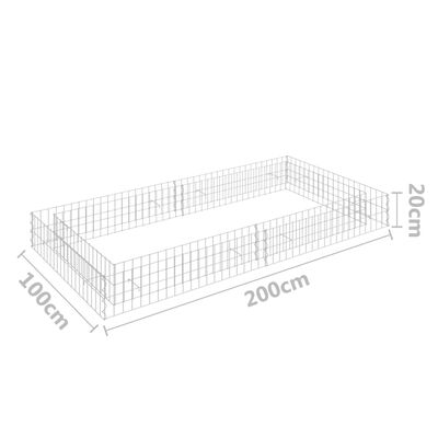 vidaXL Gabion Raised Bed Galvanised Steel 200x100x20 cm