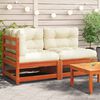 vidaXL Garden Sofa with Cushions 2-Seater Wax Brown Solid Wood Pine