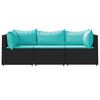 vidaXL 3 Piece Garden Lounge Set with Cushions Black Poly Rattan