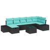 vidaXL Garden Sofa Set with Cushion 8 pcs Black Poly Rattan