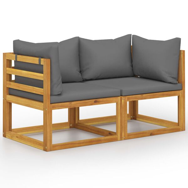 vidaXL 2-seater Garden Bench with Dark Grey Cushions