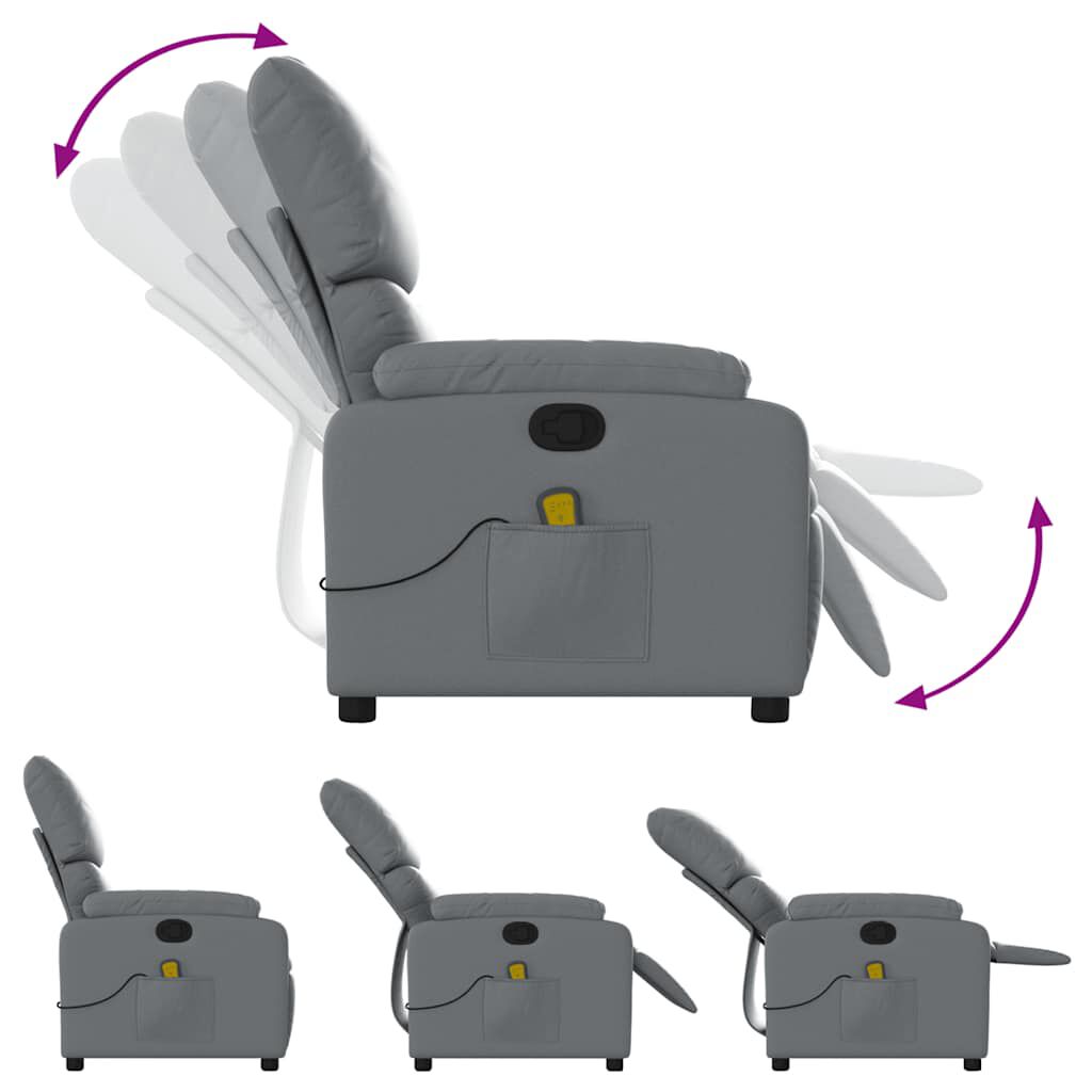 vidaXL Massage Recliner Chair Grey Faux Leather