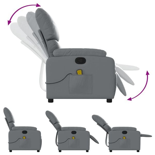 vidaXL Massage Recliner Chair Grey Faux Leather