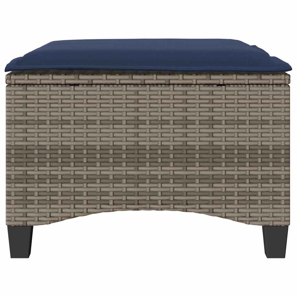 vidaXL Garden Stools with Cushions 2 pcs Grey 55x55x36 cm Poly Rattan