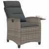 vidaXL Reclining Garden Chair with Side Table Grey Poly Rattan