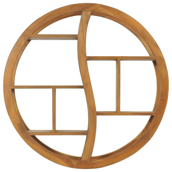 vidaXL Yin Yang Wall Shelf 80x17.5x80 cm Solid Teak Wood