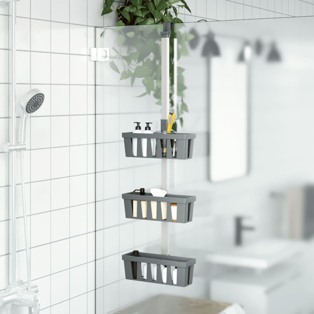 vidaXL Shower Hanger Shelf 30x15x(67-105) cm Aluminium