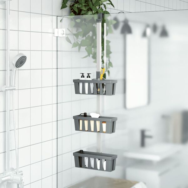 vidaXL Shower Hanger Shelf 30x15x(67-105) cm Aluminium