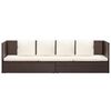 vidaXL Garden Bed with Cushion & Pillows Poly Rattan Brown
