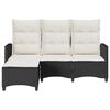 vidaXL Reclining Garden Sofa with Cushions L-shaped Black Poly Rattan