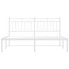 vidaXL Metal Bed Frame without Mattress with Headboard White 150x200cm