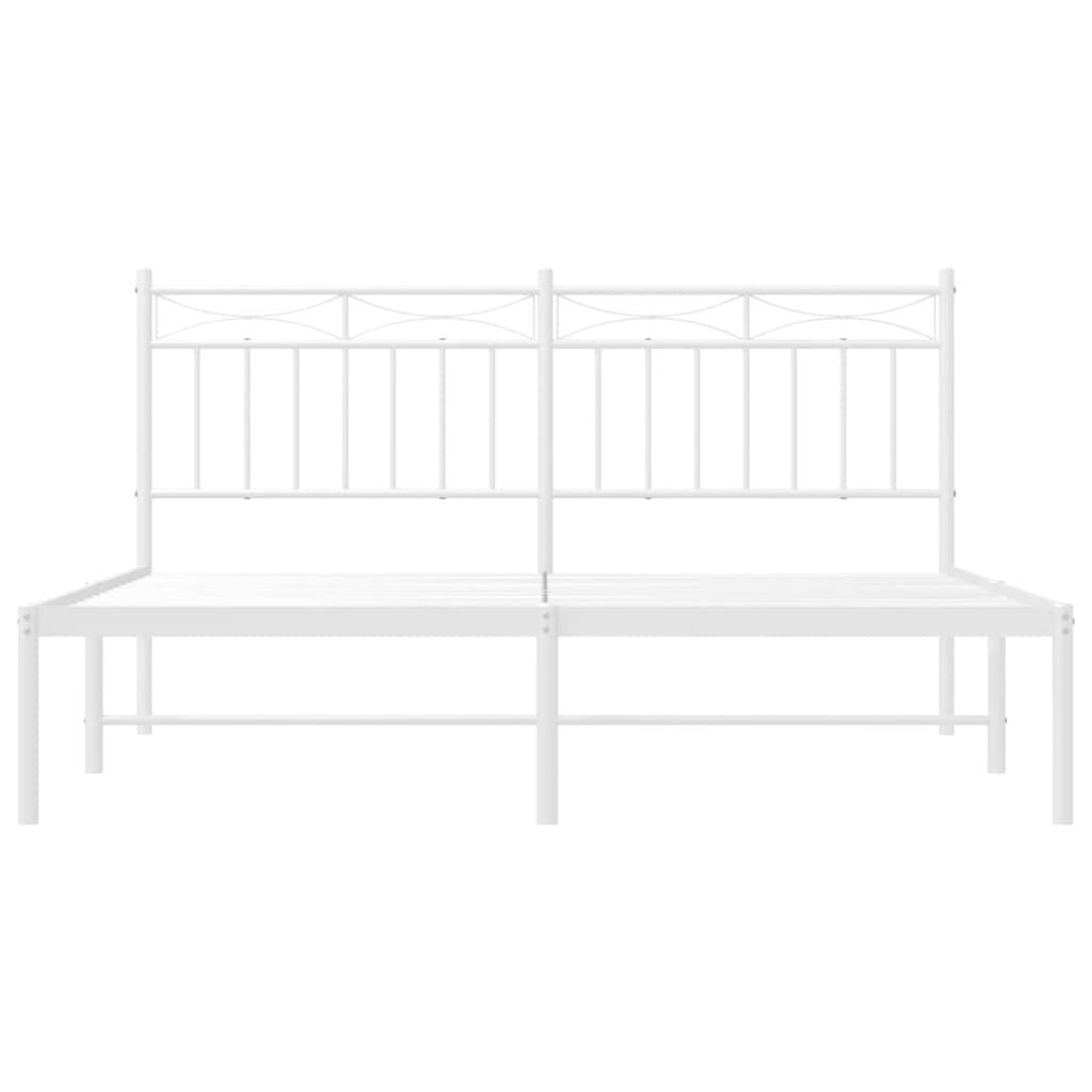 vidaXL Metal Bed Frame without Mattress with Headboard White 150x200cm
