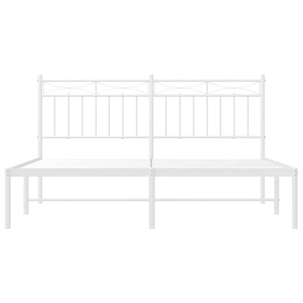 vidaXL Metal Bed Frame without Mattress with Headboard White 150x200cm