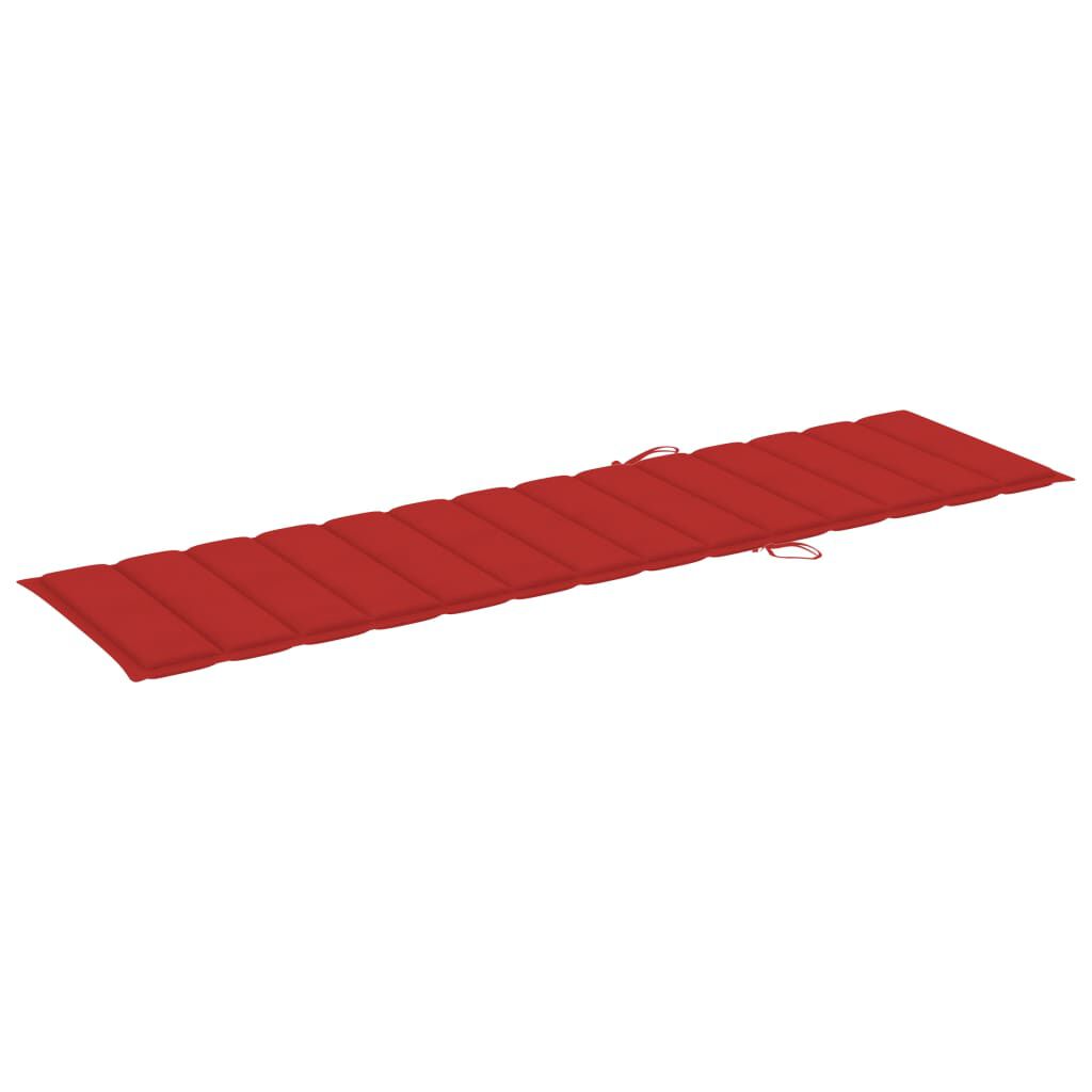 vidaXL Sun Lounger with Red Cushion Solid Teak Wood
