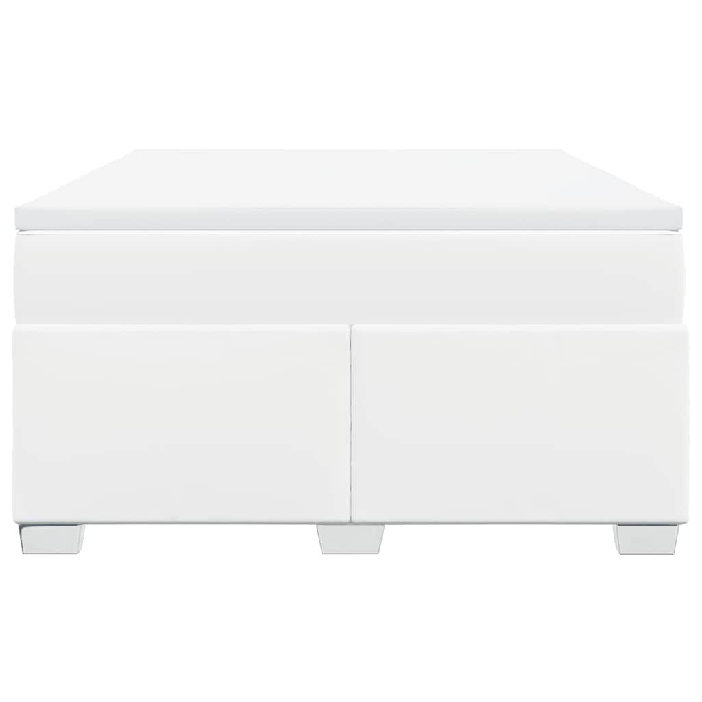 vidaXL Box Spring Bed with Mattress White Full Faux Leather