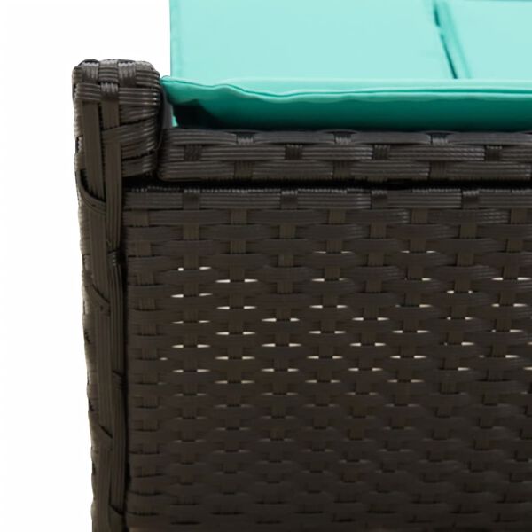 vidaXL Double Sun Lounger with Cushions Black Poly Rattan