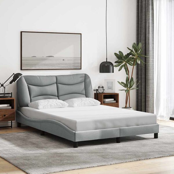 vidaXL Bed Frame without Mattress "Hvar" Light Grey 137x190 cm Fabric