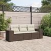 vidaXL 3 Piece Garden Sofa Set with Cushions Brown Poly Rattan