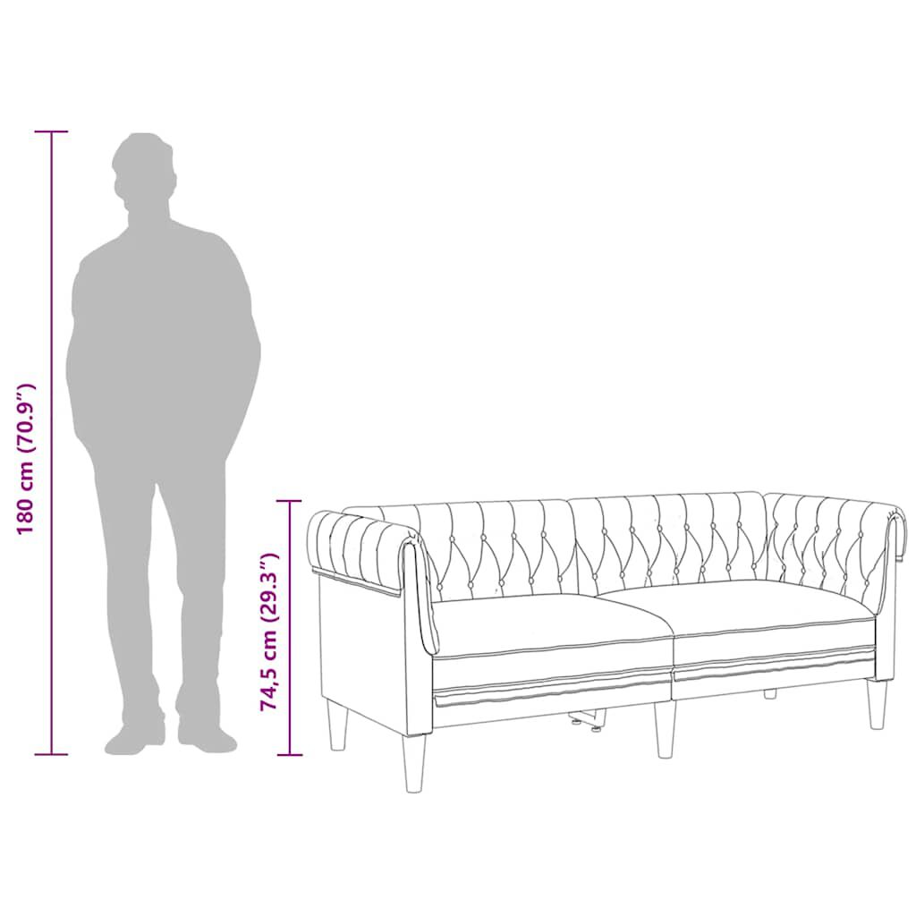 vidaXL Chesterfield Sofa 2-Seater Brown Fabric