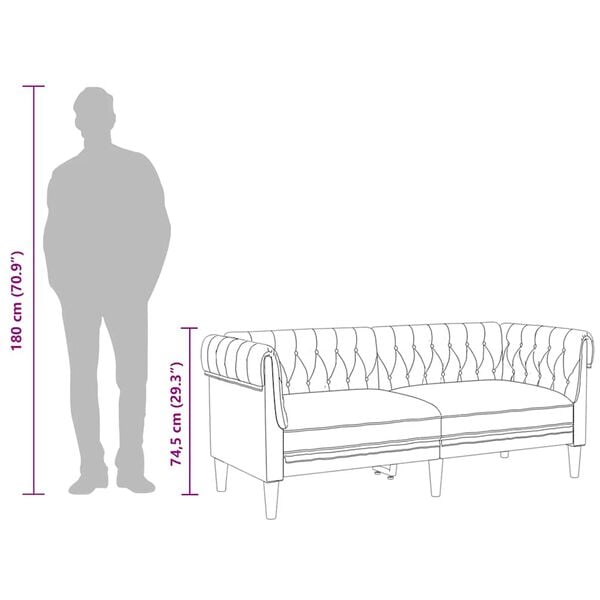 vidaXL Chesterfield Sofa 2-Seater Brown Fabric