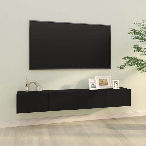 vidaXL Wall TV Cabinets 2 pcs Black 100x30x30 cm Engineered Wood