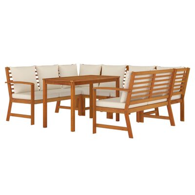 vidaXL 7 Piece Garden Dining Set with Cushions Solid Wood Acacia
