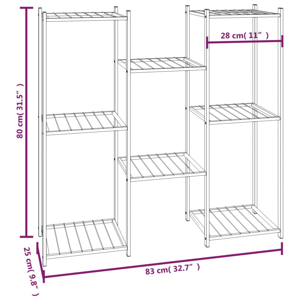 vidaXL Flower Stand 83x25x80 cm Black Iron