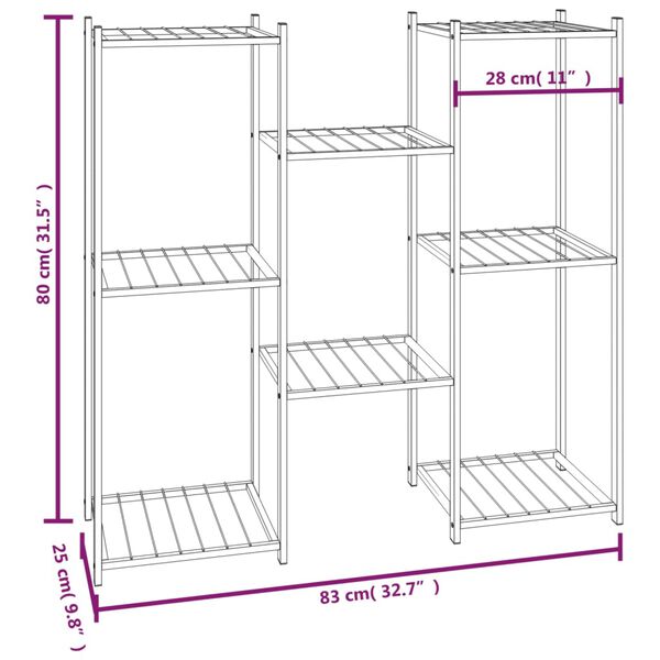 vidaXL Flower Stand 83x25x80 cm Black Iron